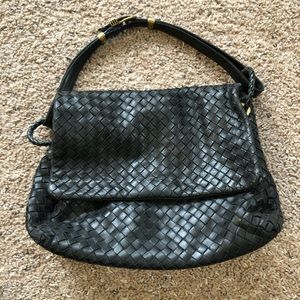 Leather woven purse
